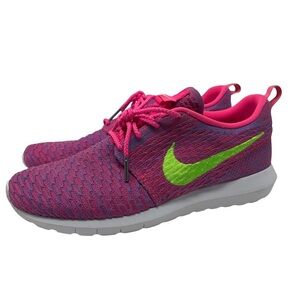Nike Roshe Flyknit 'Pink Flash' Sneakers Mens 9.5 677243-601 Unisex